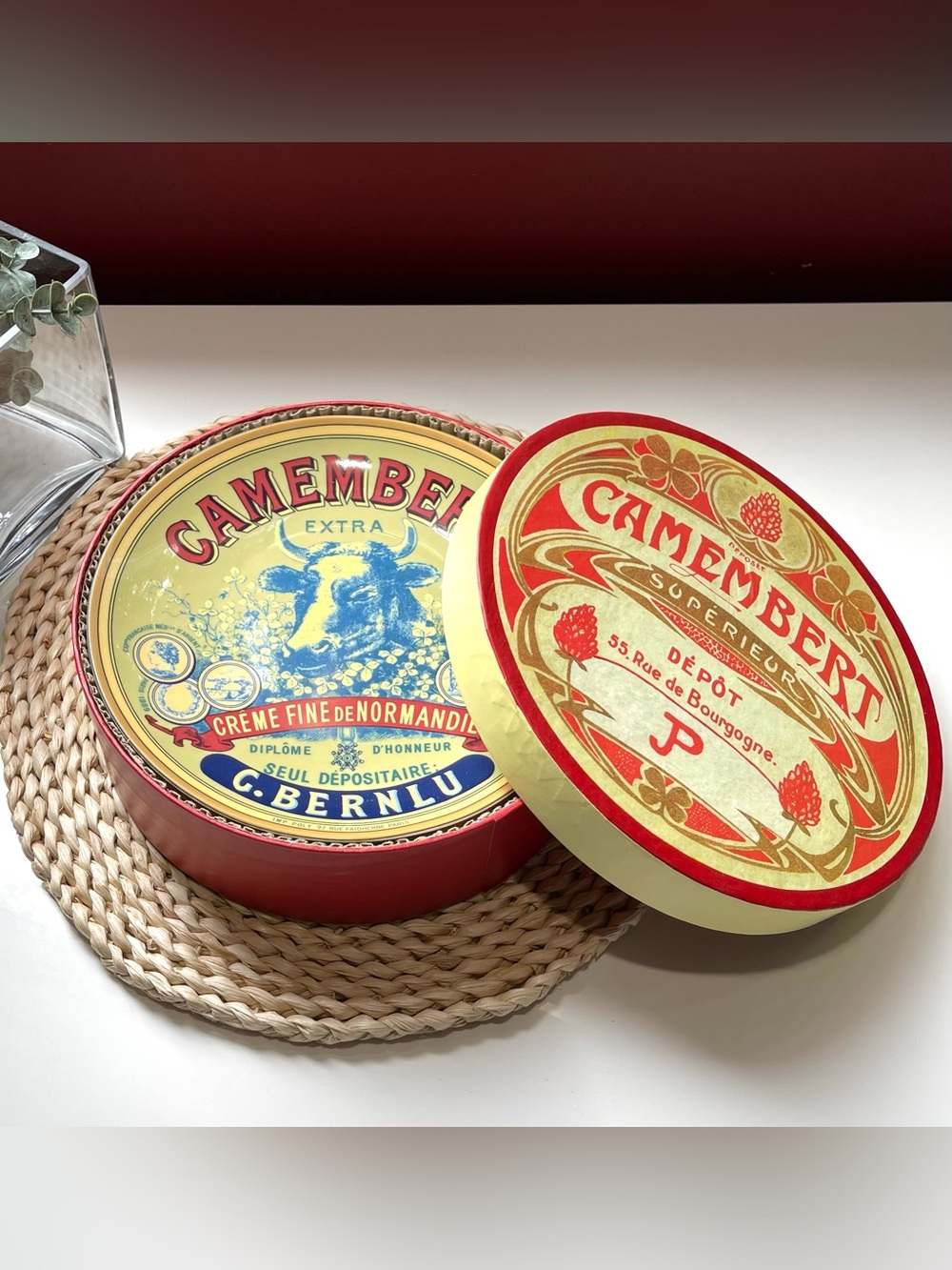 Vintage 2003 Camembert Ceramic Cheese Plate 8” Set of 4 w/Box - Bia Cordon Bleu